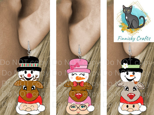 Snowman, Reindeer, Girl Power, Santa Trio Bundle Christmas Design png