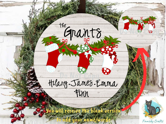 Customizable Christmas stockings  Xmas Sublimation Design PNG Graphic Clip Art Digital Download Round shape
