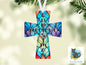 Christmas Stained Glass Cross, Sublimation, Digital, PNG Design, Download for Earrings, Wall Decor, Door Hanger, Keychain
