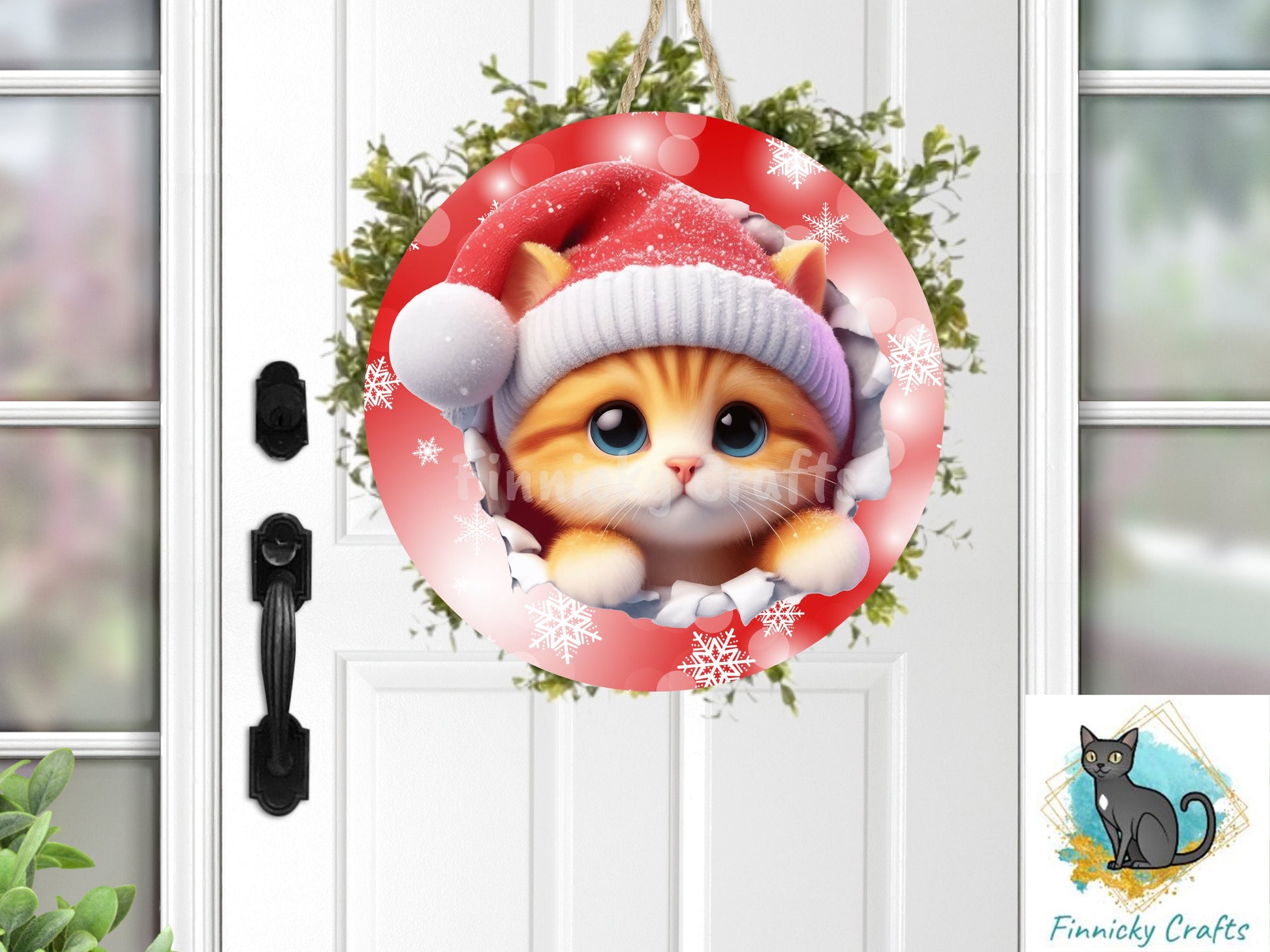 Circle Round 3D Christmas Cats Customizable Design Bundle, Sublimation, Digital, PNG, Design, Download