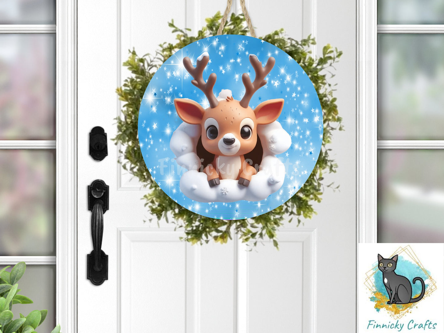 Circle Round 3D Christmas Reindeer Customizable Design Bundle, Sublimation, Digital, PNG, Design, Download