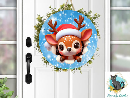 Circle Round 3D Christmas Reindeer Customizable Design Bundle, Sublimation, Digital, PNG, Design, Download