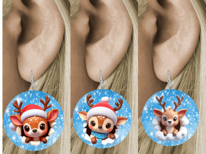 Circle Round 3D Christmas Reindeer Customizable Design Bundle, Sublimation, Digital, PNG, Design, Download