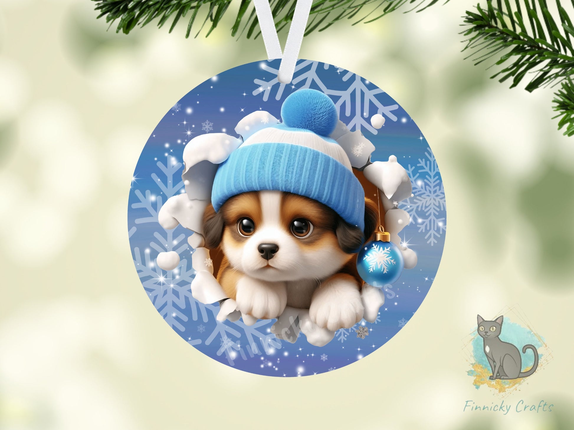 Circle Round 3D Christmas Dogs Customizable Design Bundle, Sublimation, Digital, PNG, Design, Download