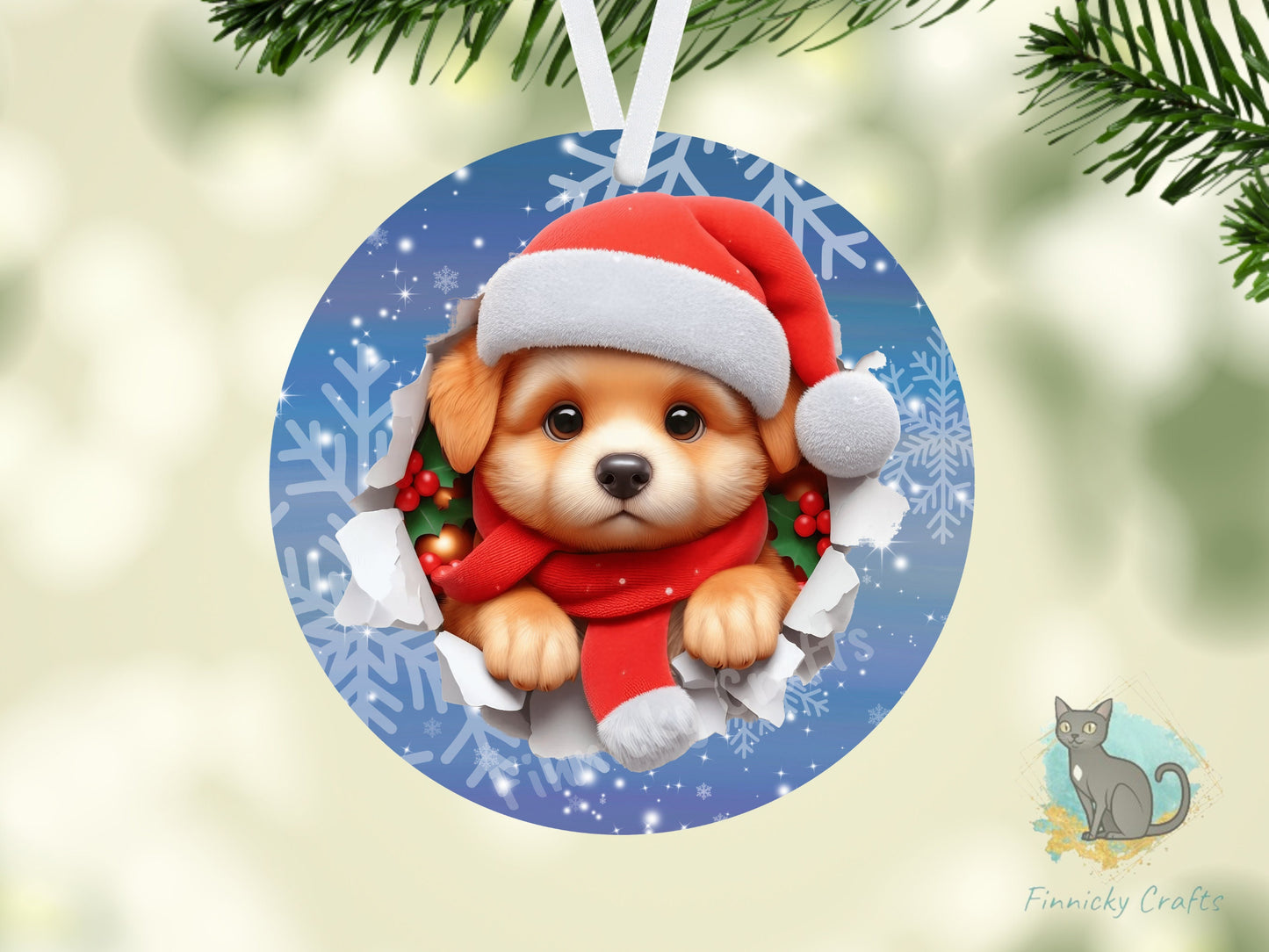 Circle Round 3D Christmas Dogs Customizable Design Bundle, Sublimation, Digital, PNG, Design, Download