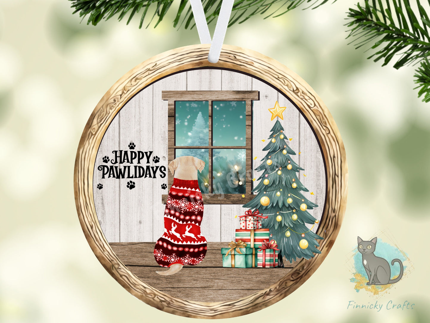 Circle Round Christmas Dog Customizable Design Bundle, Sublimation, Digital, PNG, Design, Download