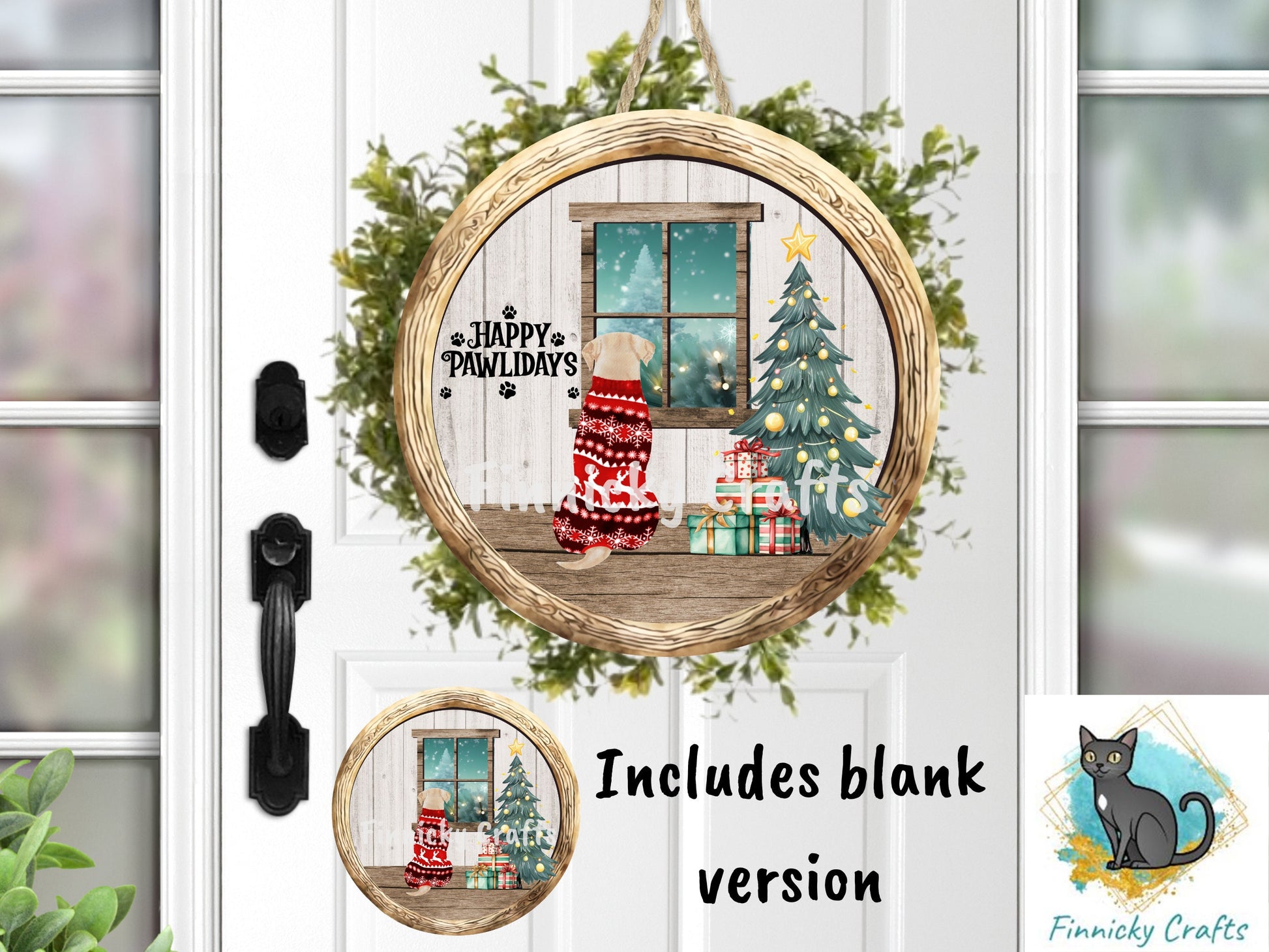 Circle Round Christmas Dog Customizable Design Bundle, Sublimation, Digital, PNG, Design, Download