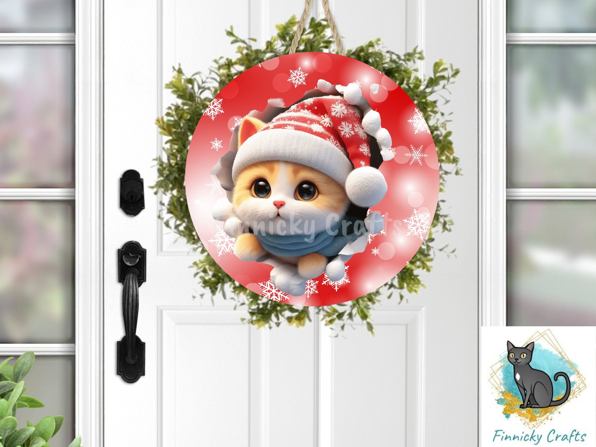 Circle Round 3D Christmas Cats Customizable Design Bundle, Sublimation, Digital, PNG, Design, Download