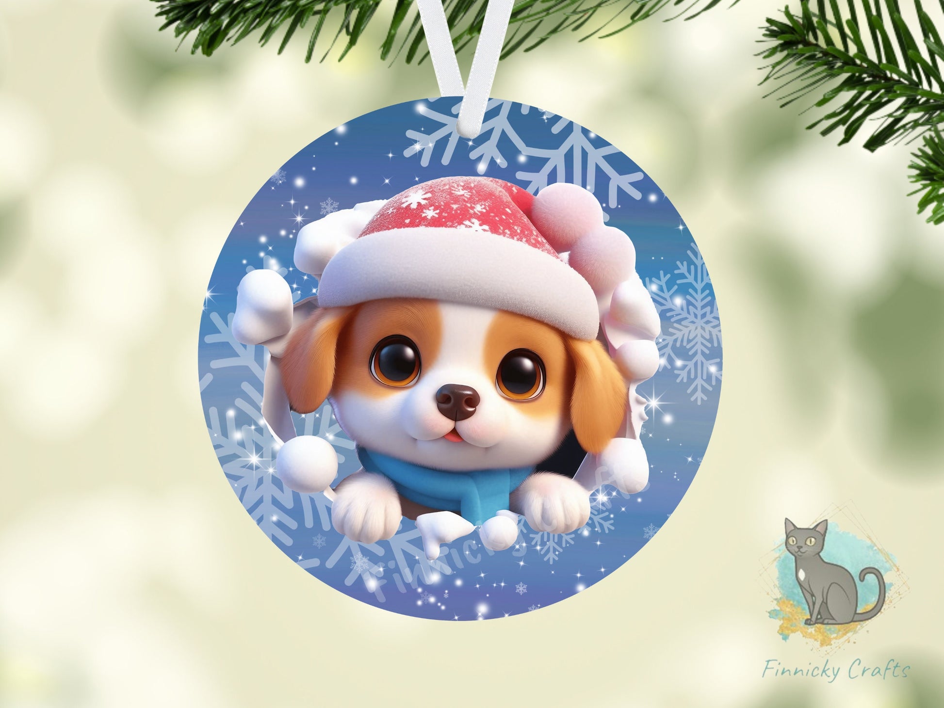 Circle Round 3D Christmas Dogs Customizable Design Bundle, Sublimation, Digital, PNG, Design, Download