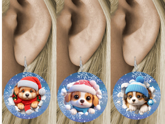 Circle Round 3D Christmas Dogs Customizable Design Bundle, Sublimation, Digital, PNG, Design, Download