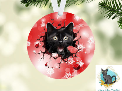 Circle Round 3D Christmas Black Cats Customizable Design Bundle, Sublimation, Digital, PNG, Design, Download