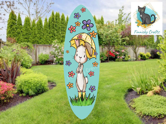 Bunny Flower Showers Long Oval Wind Spinner Design png