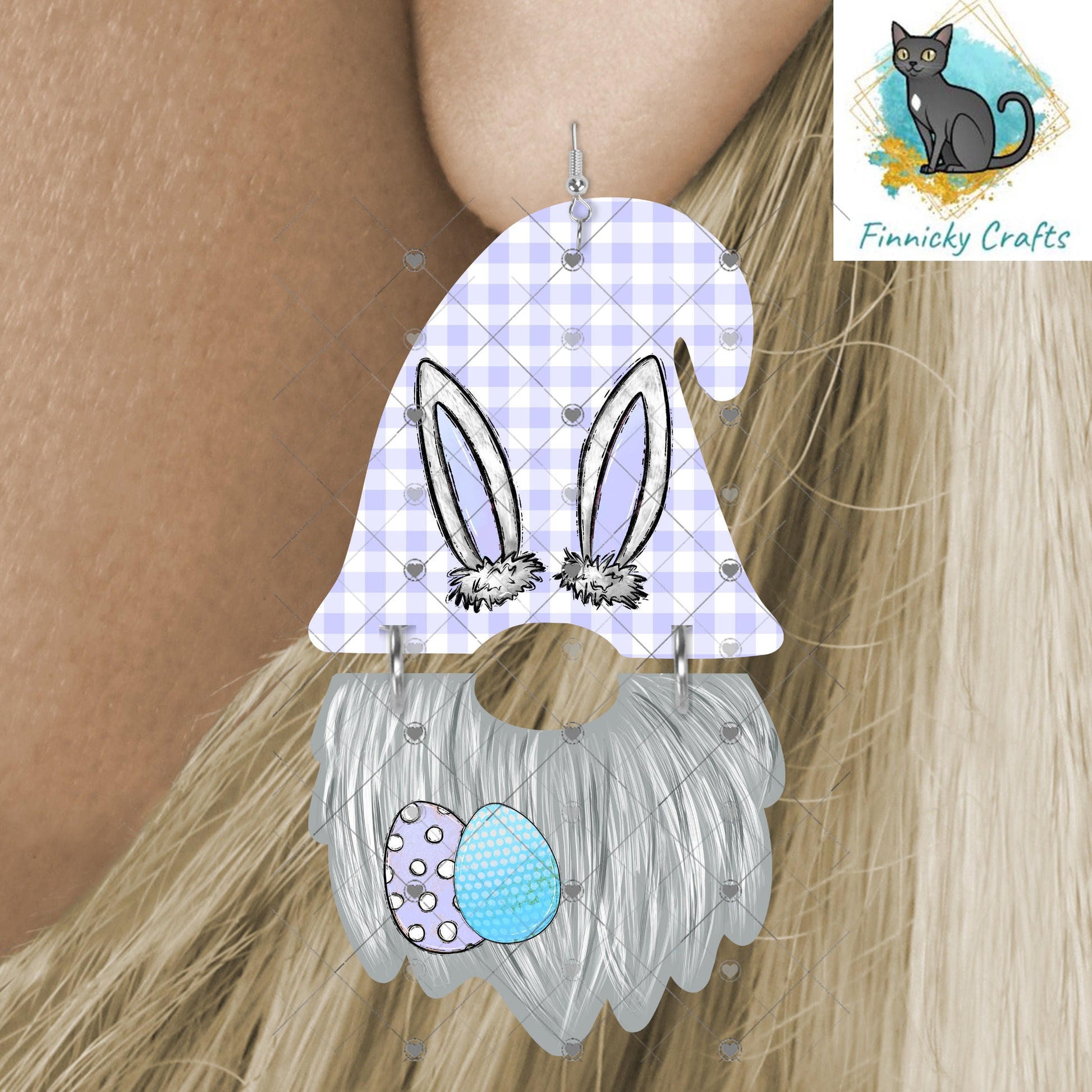 Bundle Easter Gnome Hat and Beard Earrings, Cute, 2 Piece, Easter Bunny, Spring, Sublimation, Digital Design, PNG, Download, Earrings