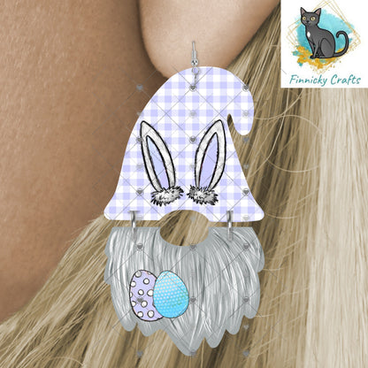 Bundle Easter Gnome Hat and Beard Earrings, Cute, 2 Piece, Easter Bunny, Spring, Sublimation, Digital Design, PNG, Download, Earrings