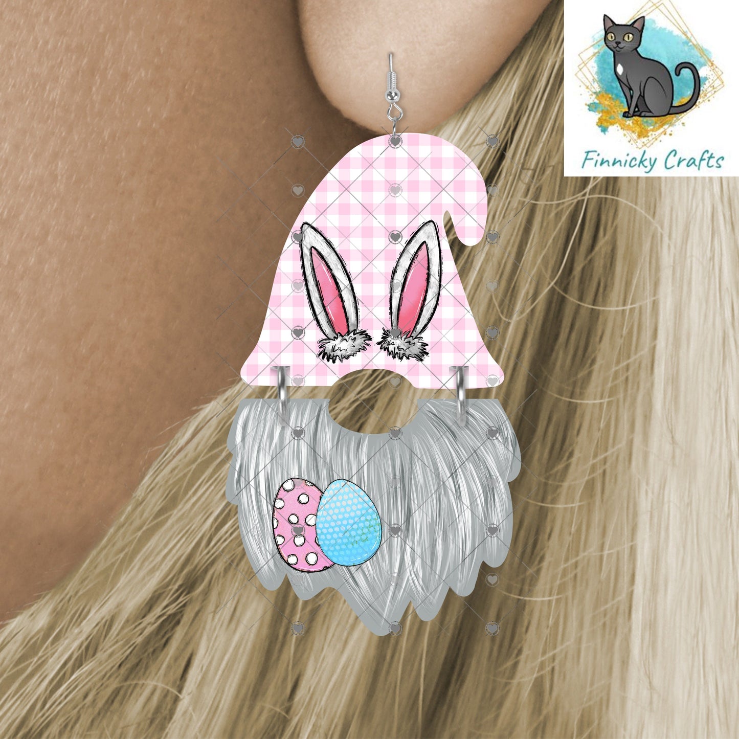 Bundle Easter Gnome Hat and Beard Earrings, Cute, 2 Piece, Easter Bunny, Spring, Sublimation, Digital Design, PNG, Download, Earrings
