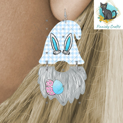 Bundle Easter Gnome Hat and Beard Earrings, Cute, 2 Piece, Easter Bunny, Spring, Sublimation, Digital Design, PNG, Download, Earrings