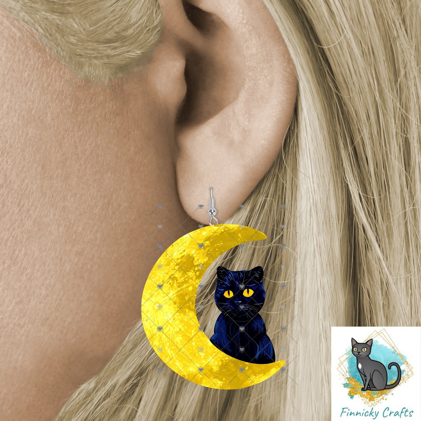 Moon Cat - Digital Design- Earrings - Signs - Design - PNG - T-shirts - Pillows