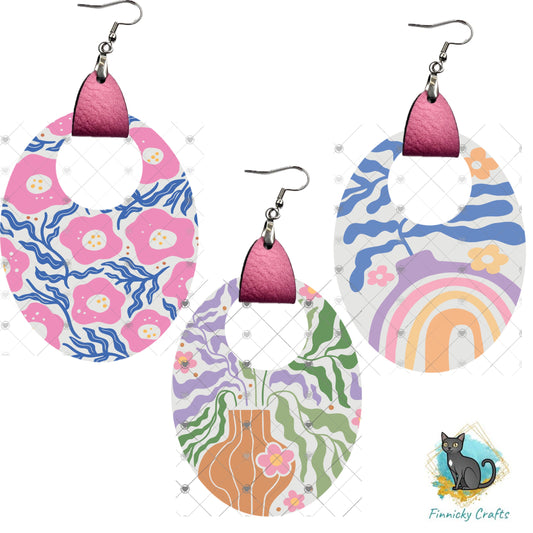 Oval Leather, Boho, Floral, Sublimation, Digital, PNG, Design, Download