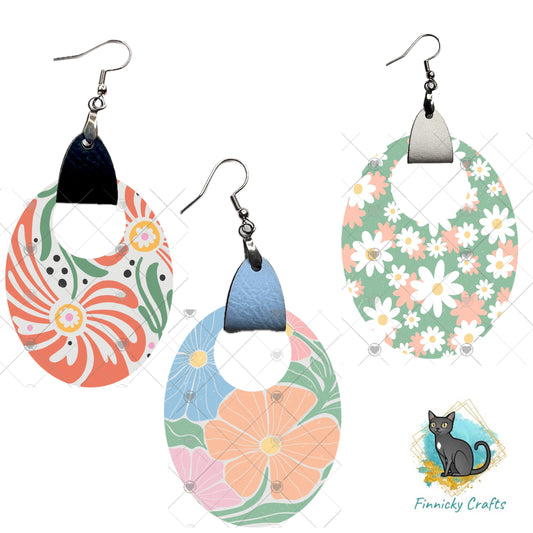 Oval Leather, Boho, Floral, Sublimation, Digital, PNG, Design, Download