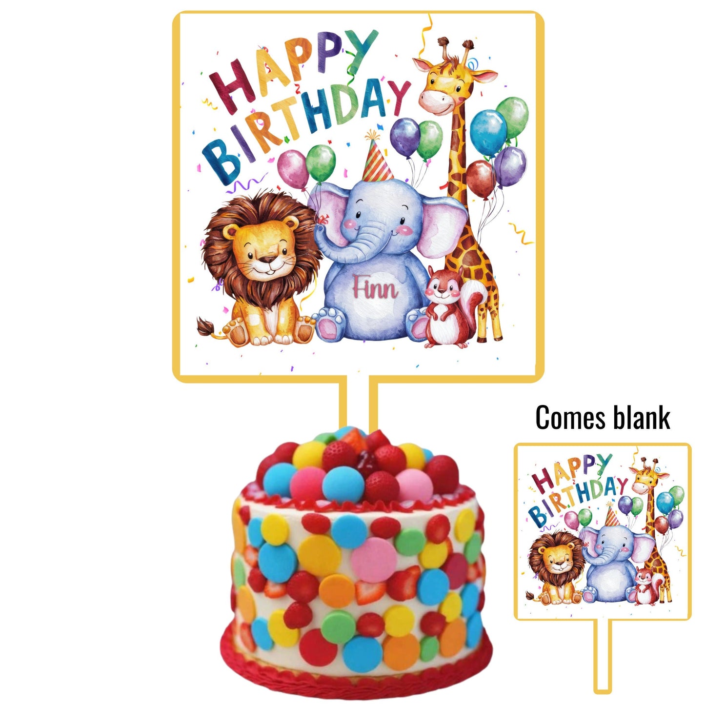 Cake Topper Bundle Sublimation Design, Customizable Cake Topper, Animals, Cake Topper Design, Birthday Cake Topper Design