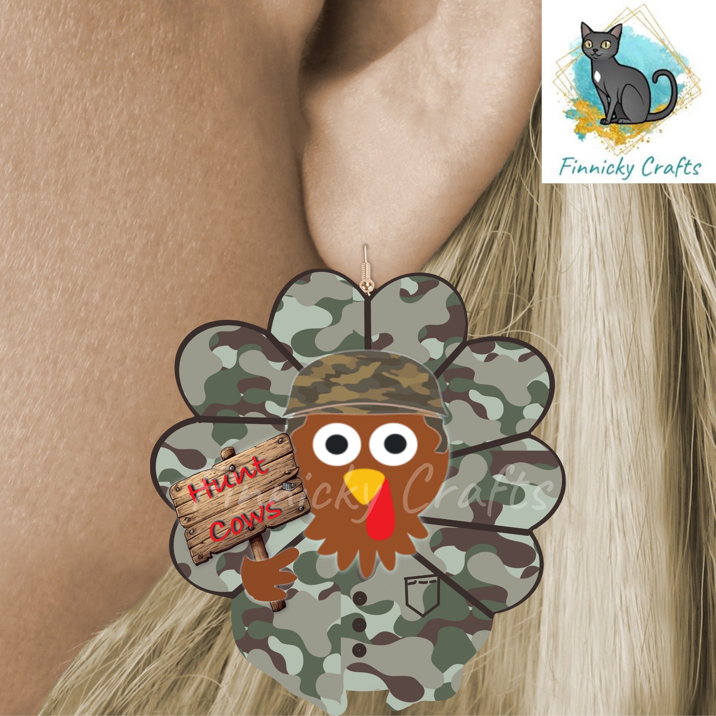 Turkey, Camo Turkey, Design, Digital, Download, Sublimation, Door Hanger, Tiered Tray, Decoration, Earrings, Army, Ornament