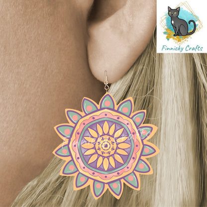 Sunflower Shape Earrings, PNG File For Sublimation Design, Digital Download, Sign, Bag Charm, Badge Reel, Suncatcher, Night Light