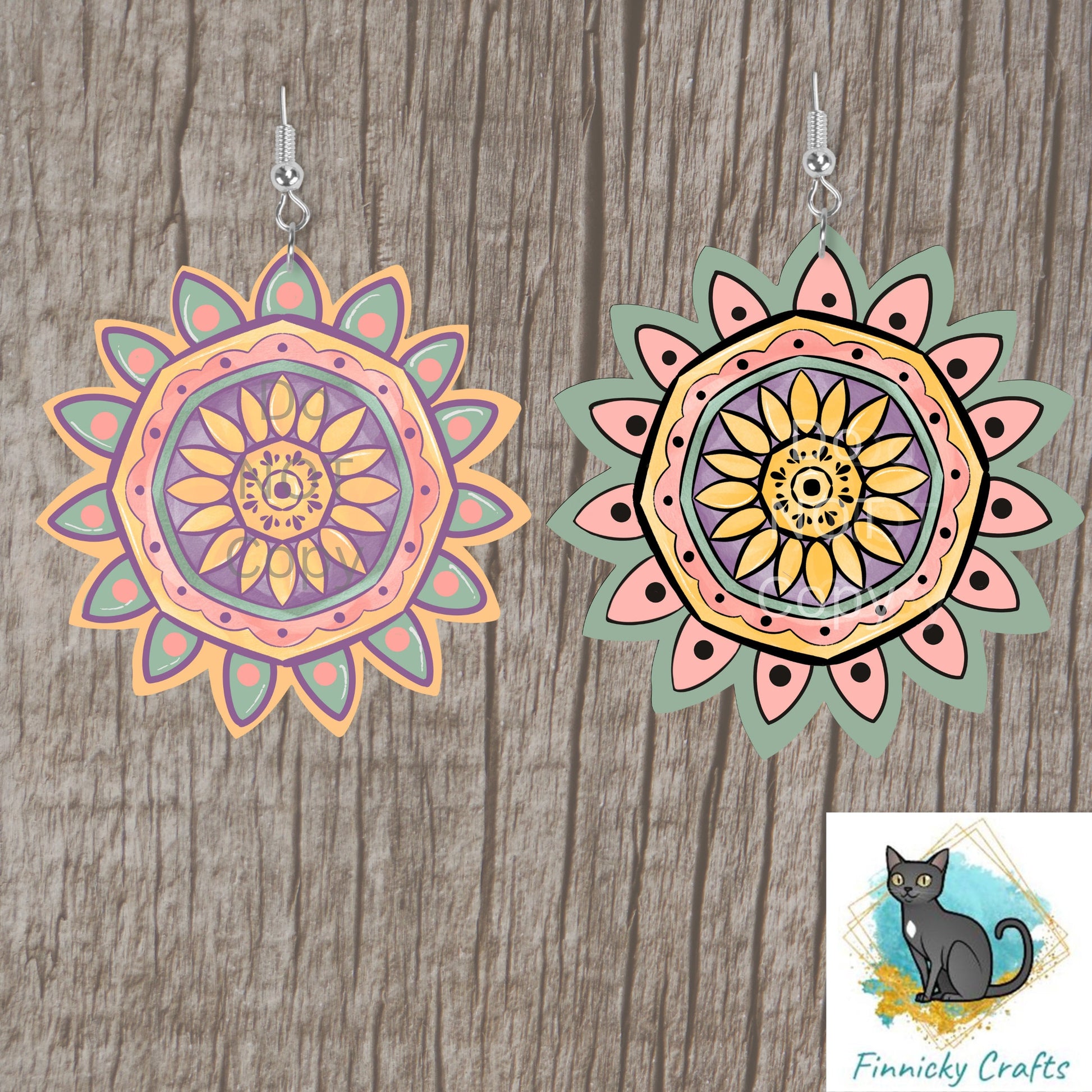 Sunflower Shape Earrings, PNG File For Sublimation Design, Digital Download, Sign, Bag Charm, Badge Reel, Suncatcher, Night Light