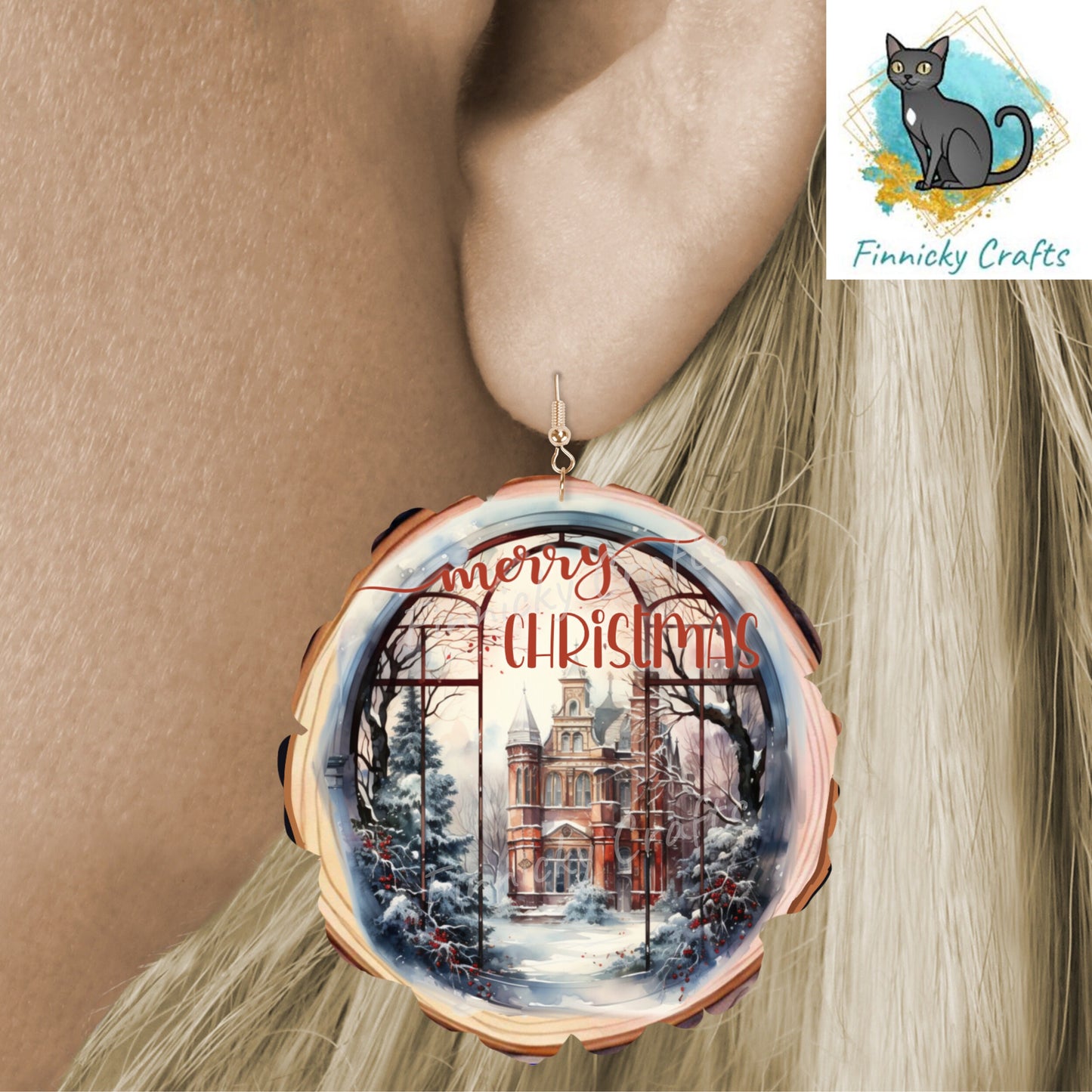 Wood Slice Merry Christmas, Christmas, Winter, PNG, Design, Download, Door Hang, Ornament, Sublimation, Acrylic, MDF, DTF, earrings, sign.