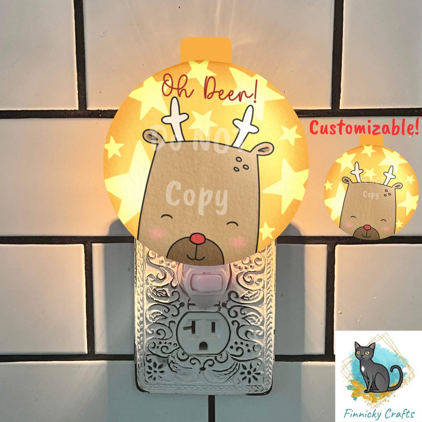 Fishing Bobber Ornament, Oh Deer! Christmas, Customizable, Personalize, Sublimation, Digital, PNG, Design, Download Only, Night Light