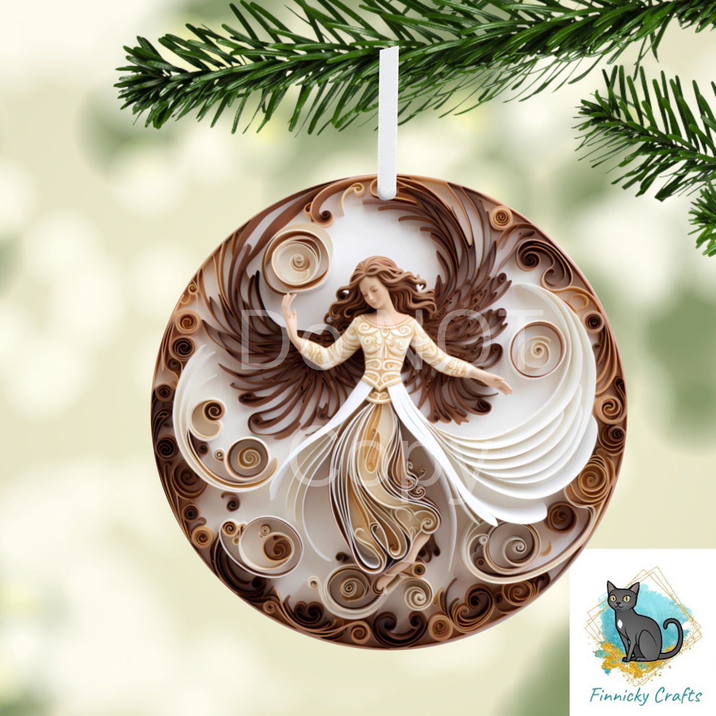Christmas Angel, Papercut, Round Sign PNG, Digital Download for Sublimation, Door Sign, Earrings, Ornament, Badge Reel, Keyring, Night Light