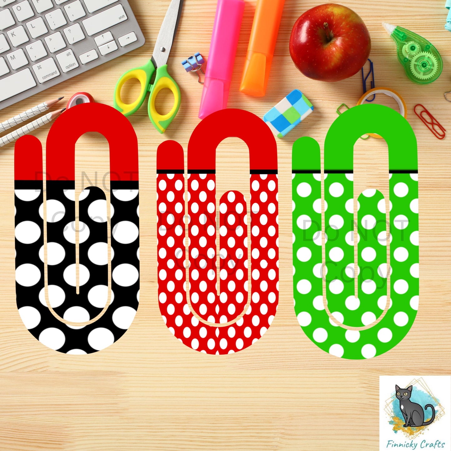 Bright Dots Bookmark Paperclip Sublimation Designs - Gift PNG files - Customizable - Add Name - ONLY for GG Sublimation Blanks!!
