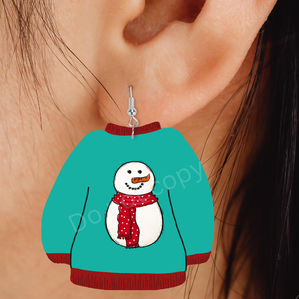 Snowman Sweater Ornament Design – Winter Nightlight Sublimation (PNG Digital Download)