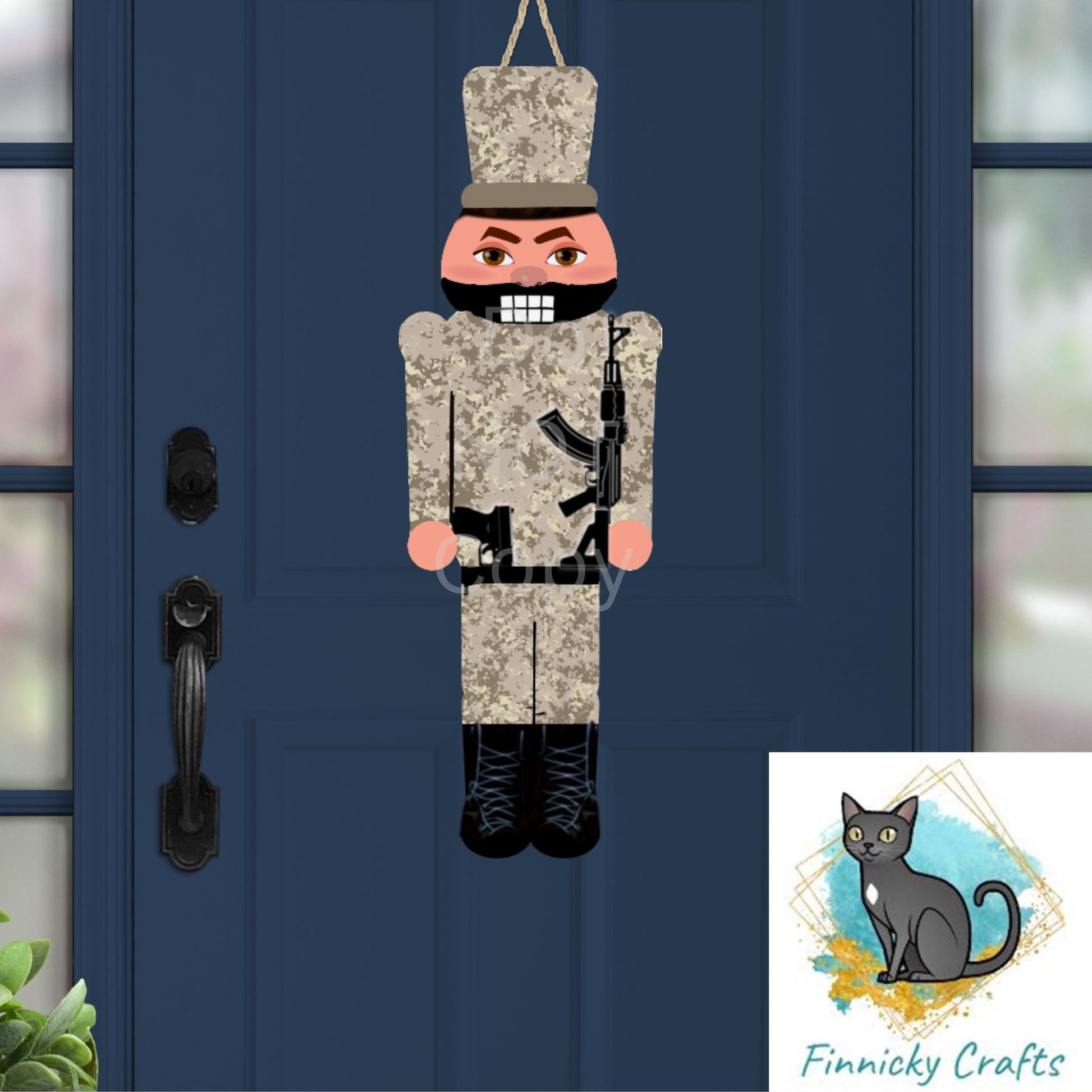 Camouflage Nutcracker Sublimation Design, Christmas Ornament (Digital Download)