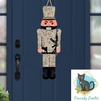 Camouflage Nutcracker Sublimation Design, Christmas Ornament (Digital Download)