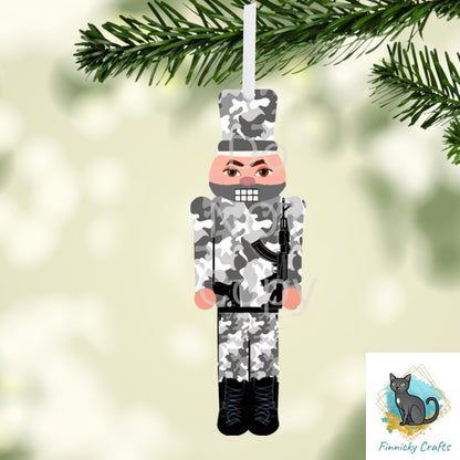 Camouflage Nutcracker Sublimation Design, Christmas Ornament (Digital Download)