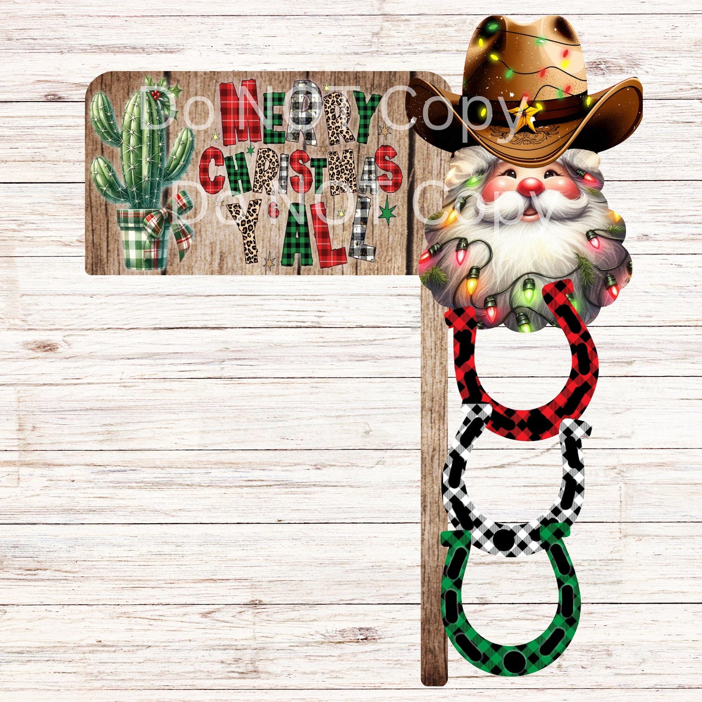 Cowboy Santa Corner Door Sitter- Door Topper - Decoration - PNG Digital Download for Sublimation - Over-the-door - Left, Right and blank