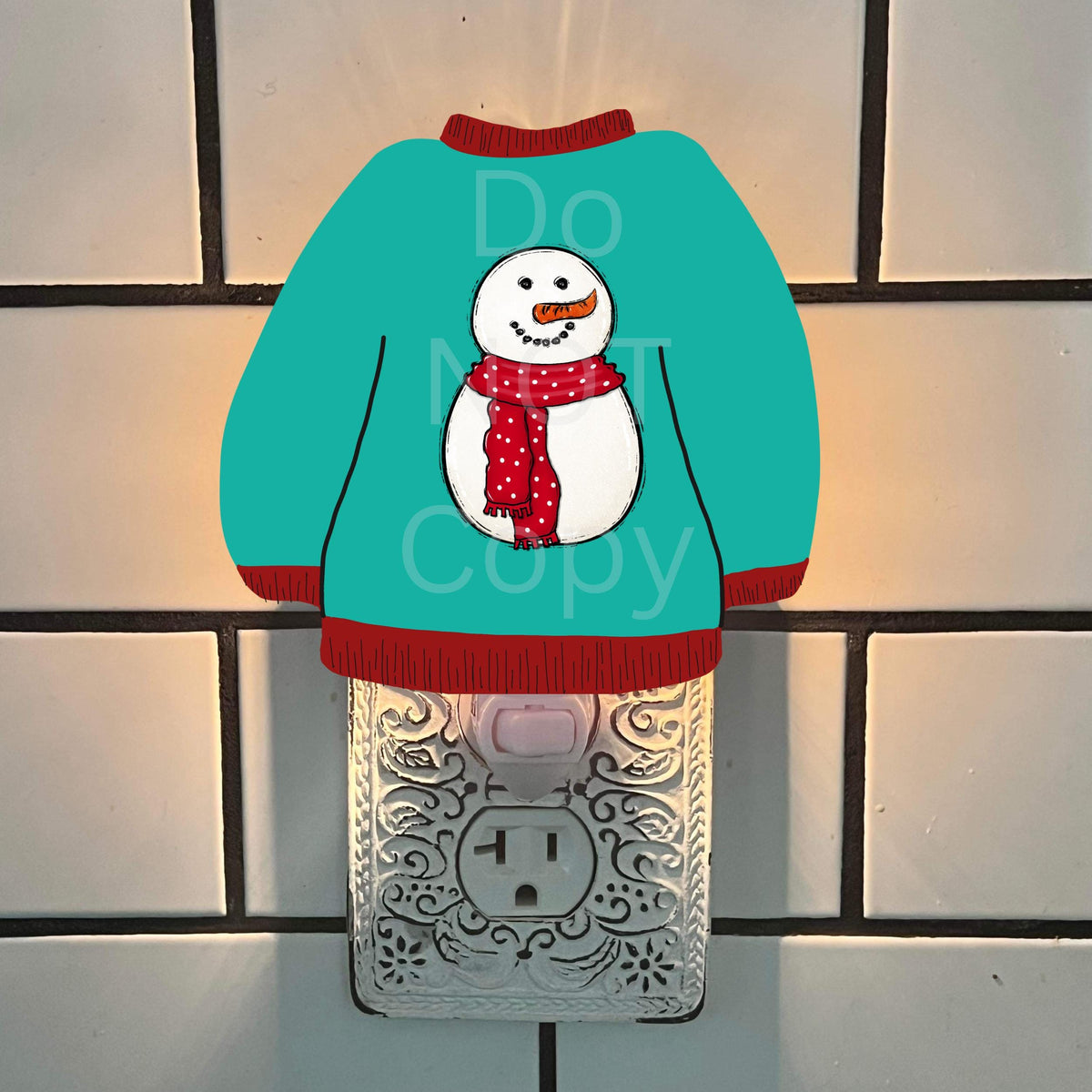 Snowman Sweater Ornament Design – Winter Nightlight Sublimation (PNG Digital Download)