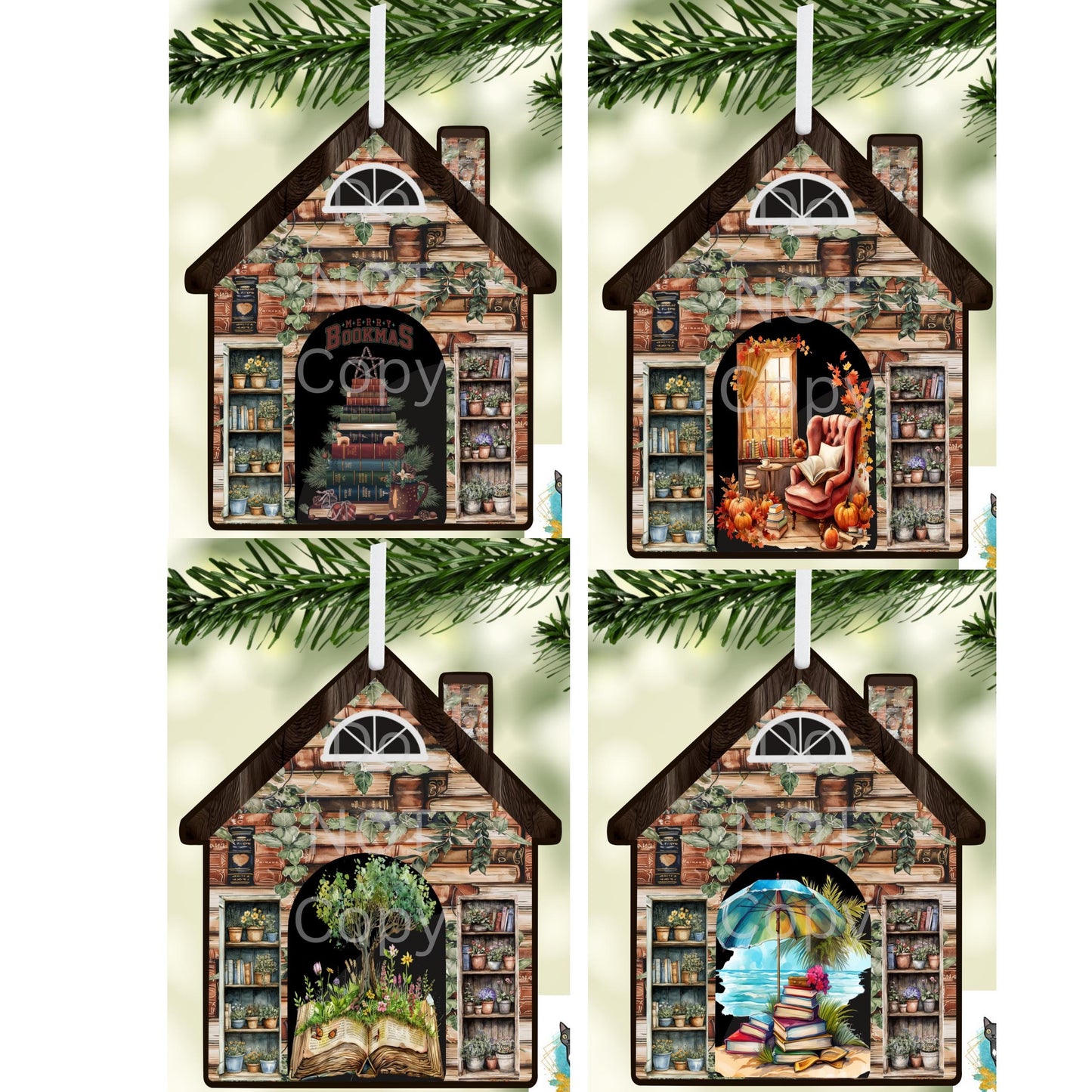 House of Books Ornament Designs – Seasonal PNG Digital Download