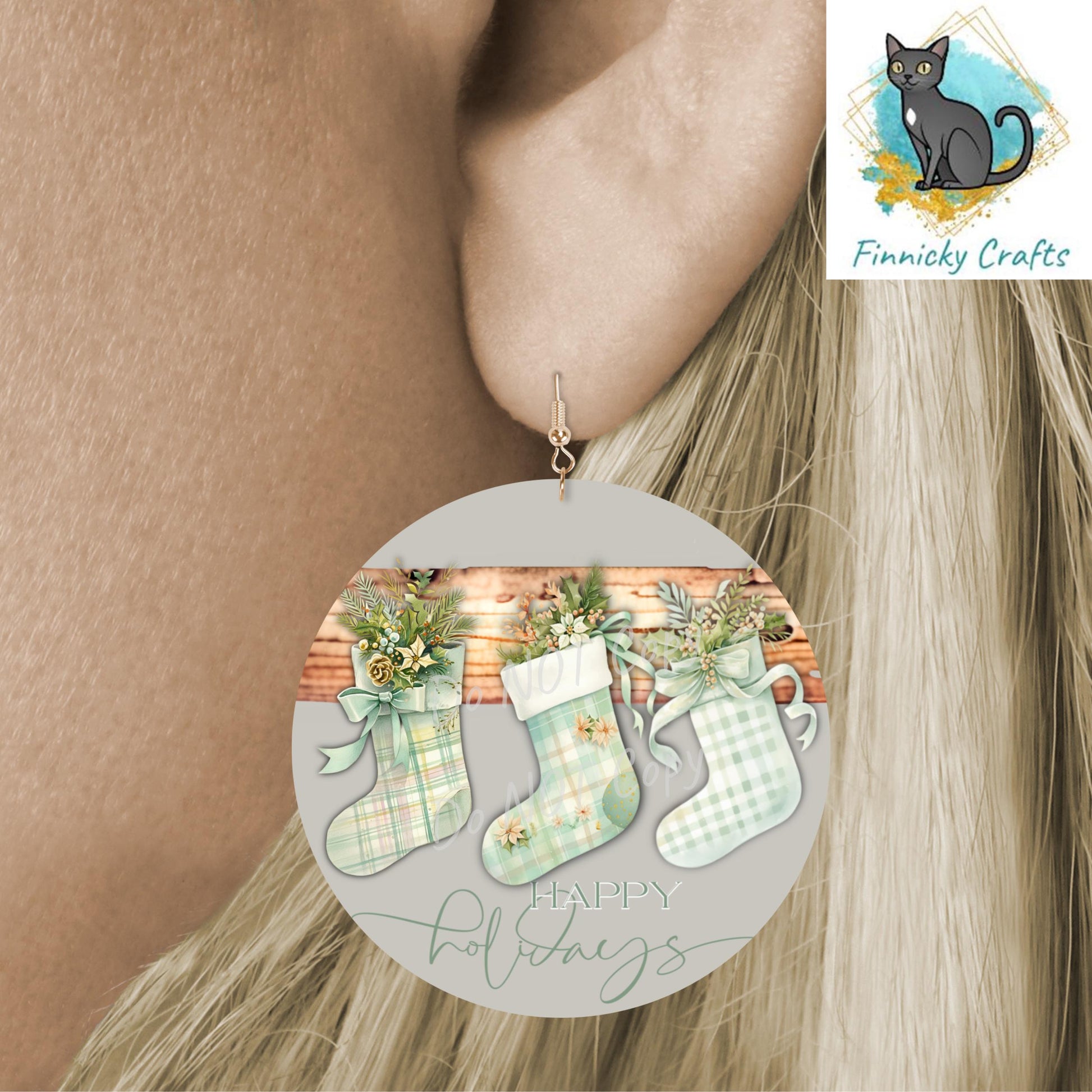Christmas Stockings, Round Sign PNG, Digital Download for Sublimation, Door Sign, Earrings, Ornament, Badge Reel, Keyring, Night Light