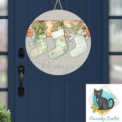 Christmas Stockings, Round Sign PNG, Digital Download for Sublimation, Door Sign, Earrings, Ornament, Badge Reel, Keyring, Night Light