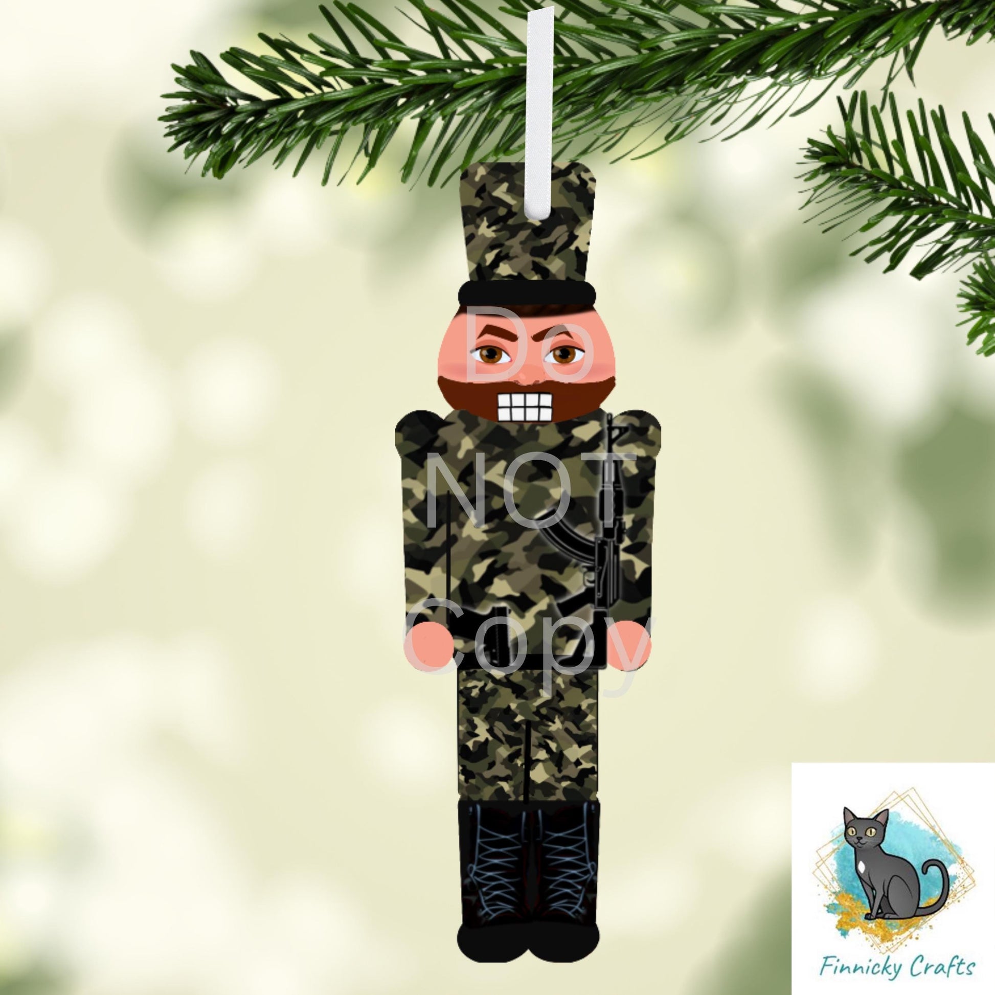 Camouflage Nutcracker Sublimation Design, Christmas Ornament (Digital Download)