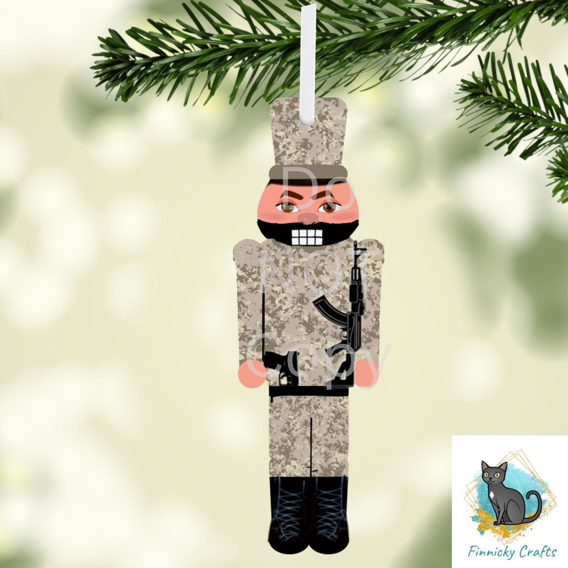Camouflage Nutcracker Sublimation Design, Christmas Ornament (Digital Download)