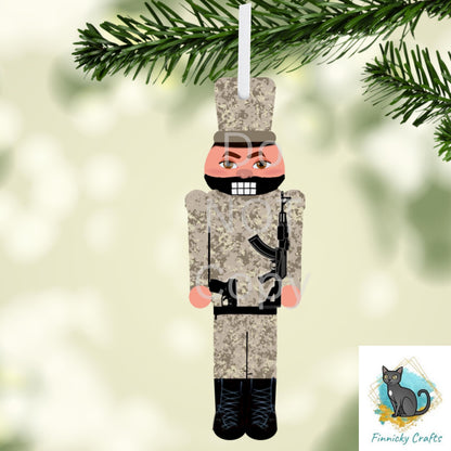 Camouflage Nutcracker Sublimation Design, Christmas Ornament (Digital Download)