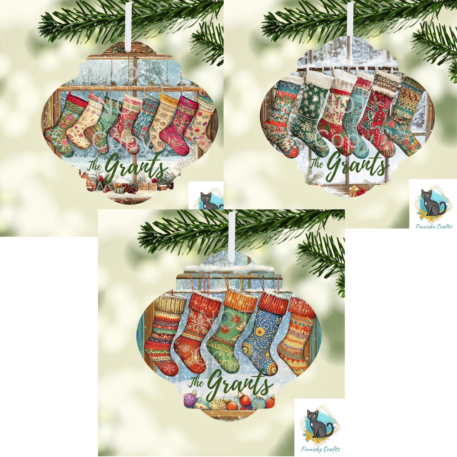 Christmas Stockings, Fancy Bulb Shape PNG, Digital Download for Sublimation, Door Sign, Earrings, Ornament, Badge Reel, Keyring, Night Light