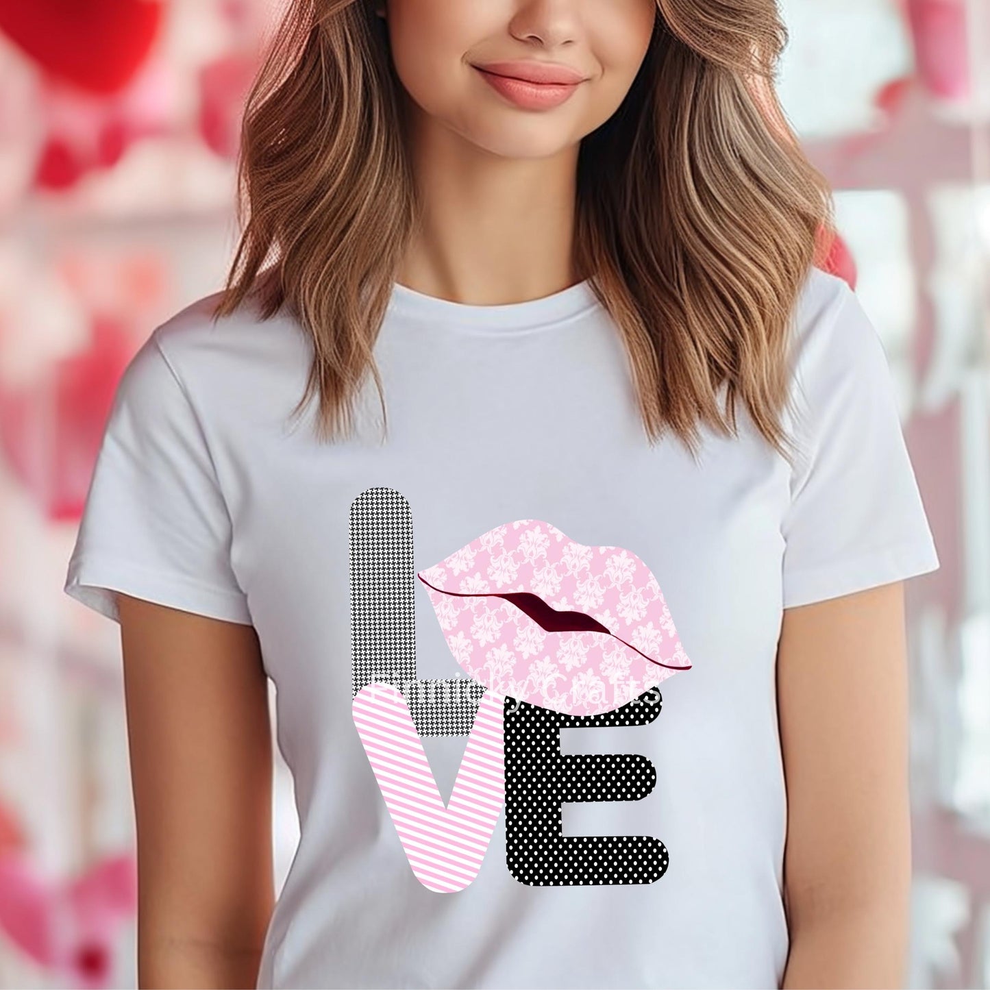 Pink, Black, Love Lips, Sublimation, Digital Design, PNG, Download,