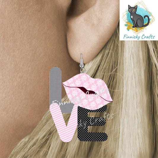 Pink, Black, Love Lips, Sublimation, Digital Design, PNG, Download,