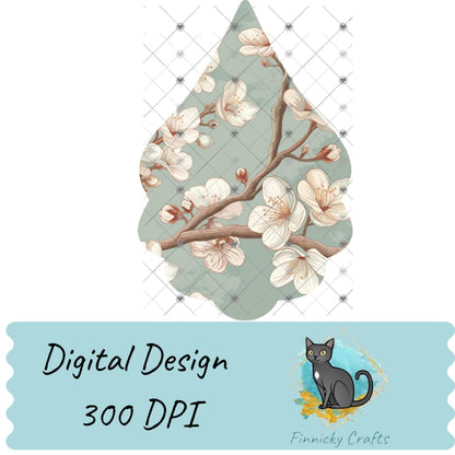 Fancy Scallop Teardrop, Sublimation, Digital, PNG Design, Download for Earrings