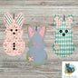 Bunny, Easter, Old Fabrics, Sublimation, Digital, PNG Design, Download for Earrings, Wall Decor, Door Hanger, Keychain