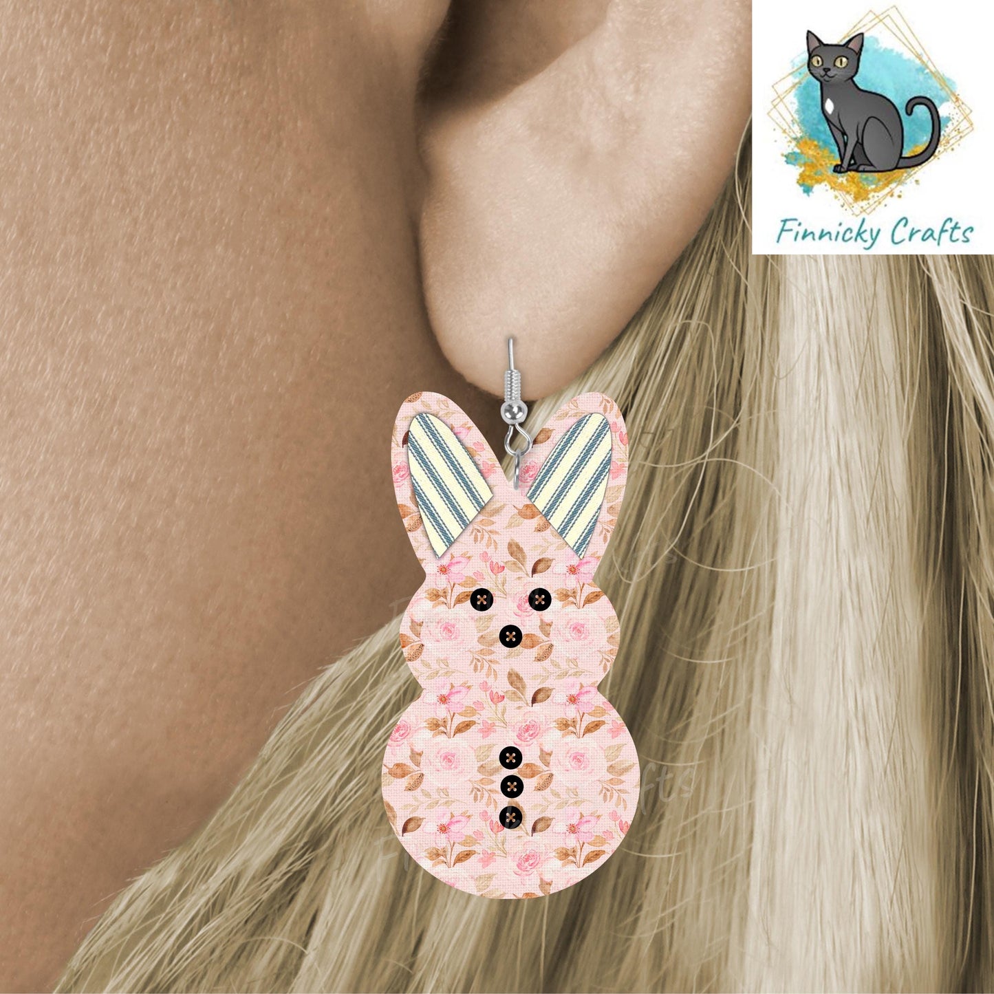 Bunny, Easter, Old Fabrics, Sublimation, Digital, PNG Design, Download for Earrings, Wall Decor, Door Hanger, Keychain