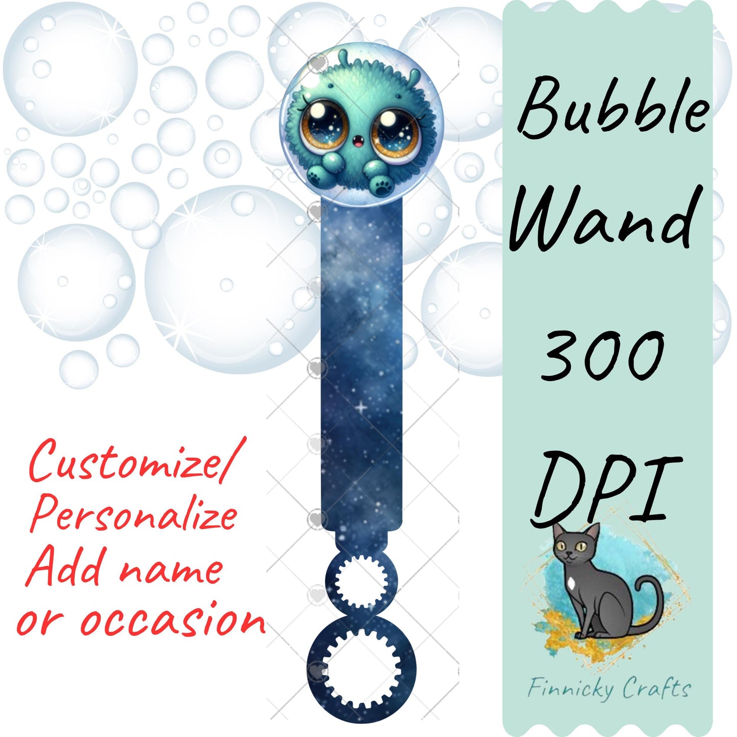 Alien Bubble Wand - Sublimation Design Png Template - Gift, Favor,Reception, Toy